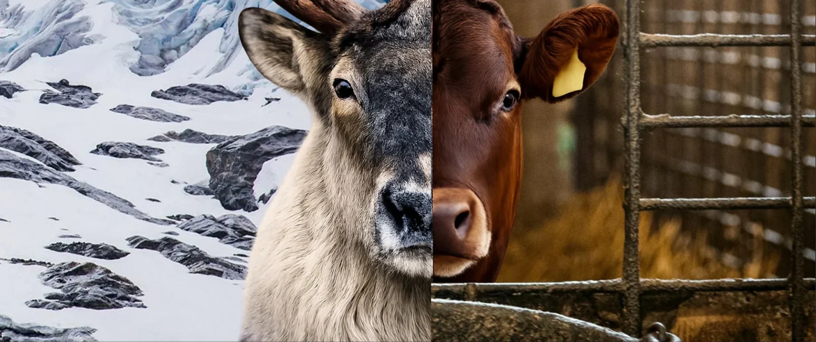 Reno en la nieve vs. vaca encerrada